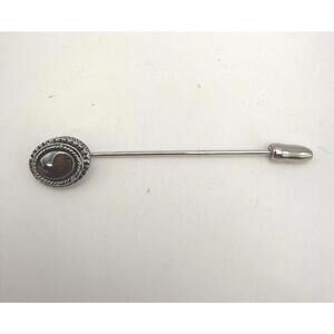 Sarah Coventry Vintage Silver Tone Stick Pin with Black Oval Stone